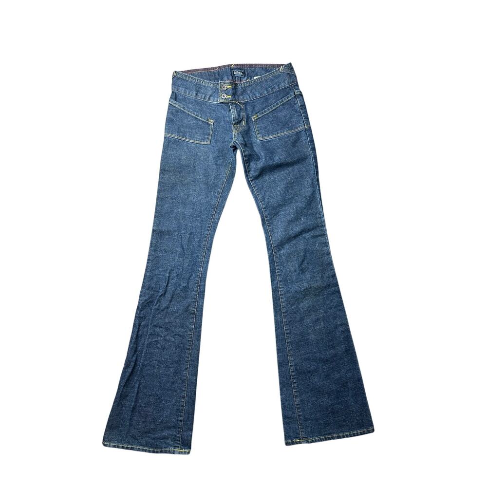 Von Dutch Women's Dark Blue Flared Straight-Leg Jeans